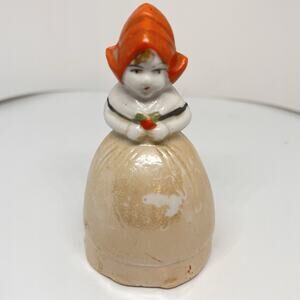 Vintage Japan Dutch Girl Lusterware Porcelain Bell